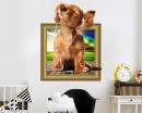 3D-Effect Frame Dog Removable Mural Art
